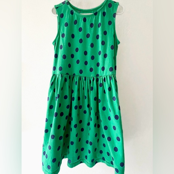 Primary Green and Navy Polka Dot Sleeveless “Recess” Dress - Picture 1 of 1